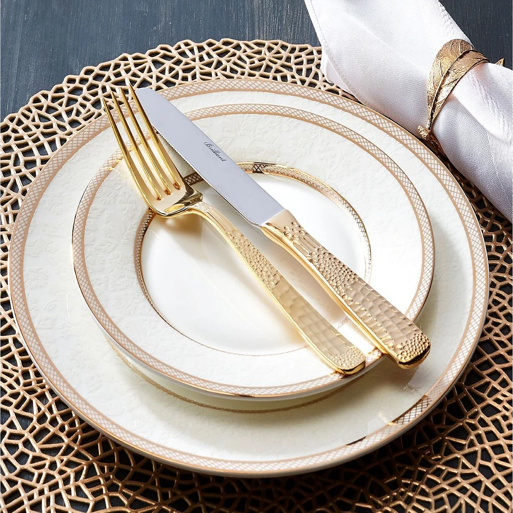 Majesty Gold 24-Piece Bone China Dinnerware Set by Brilliant