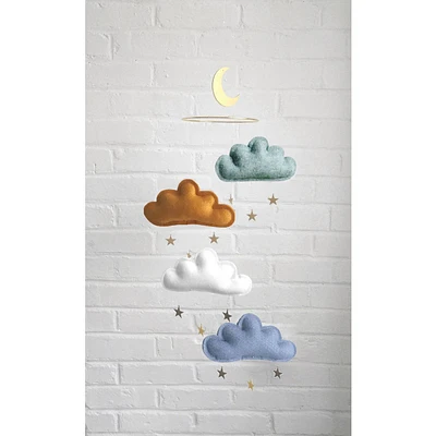 Cloud & Star Mobile -Green, Ocher, White & Blue