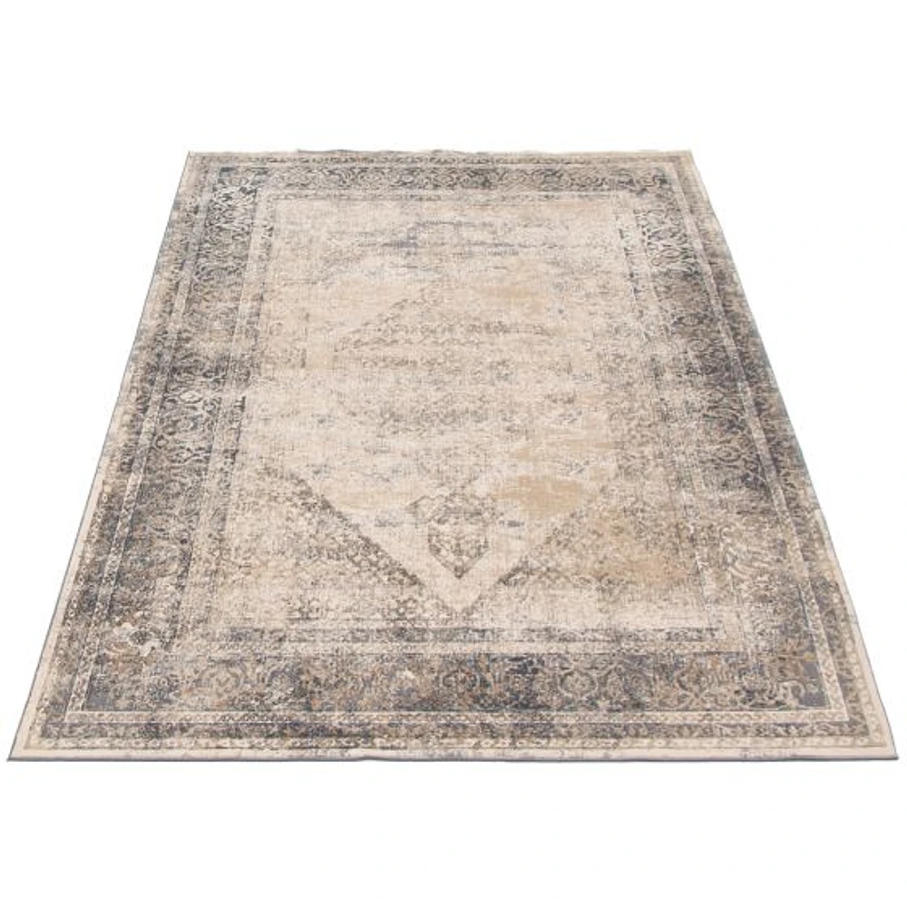 Tapis Raina gris foncé, ivoire