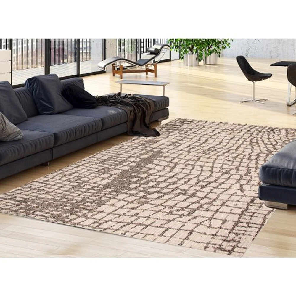 Rattan Look Safari Silver-Black Rug