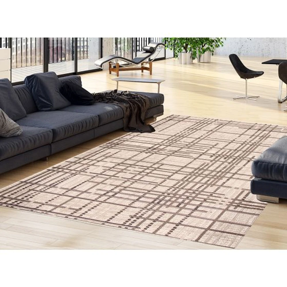 Rattan Look Burburry Silver-Black Rug