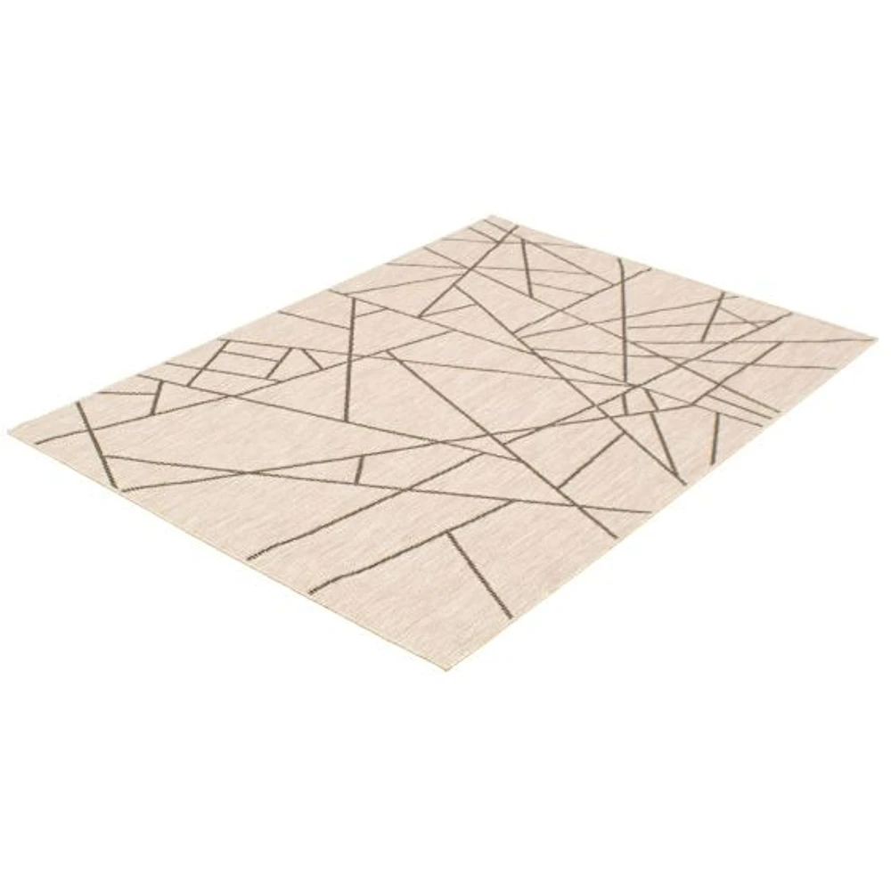 Tapis Rattan Abstract Argent-noir