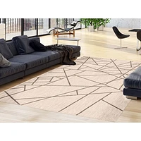 Tapis Rattan Abstract Argent-noir