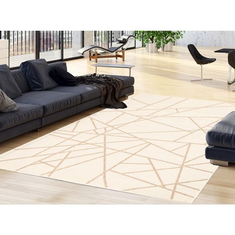 Rattan Look Abstract Champagne-Taupe Rug