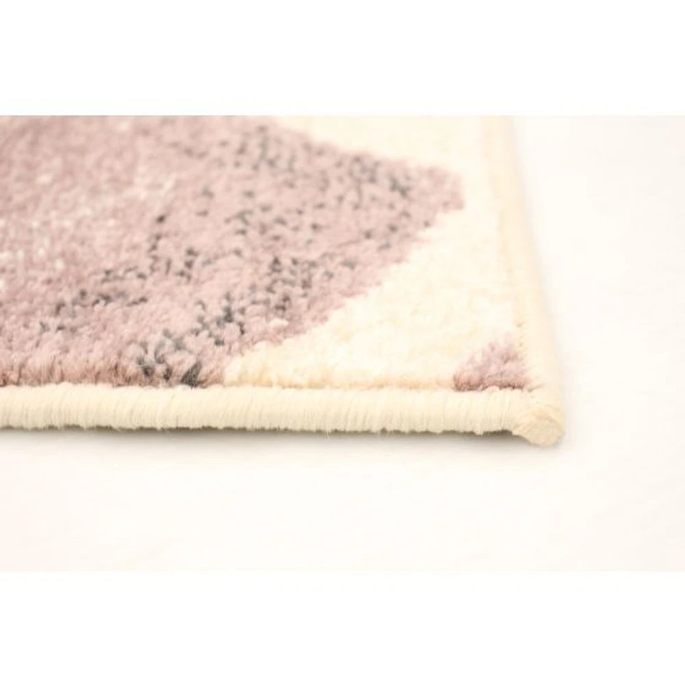 Tapis Feuilles crème-Rose