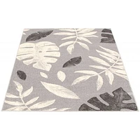 Tapis Feuilles Argent-Anthracite