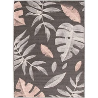 Feuilles Anthracite-Pink Rug