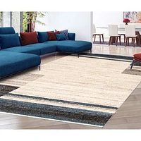 Tapis Modern Gabbeh ivoire/bleu