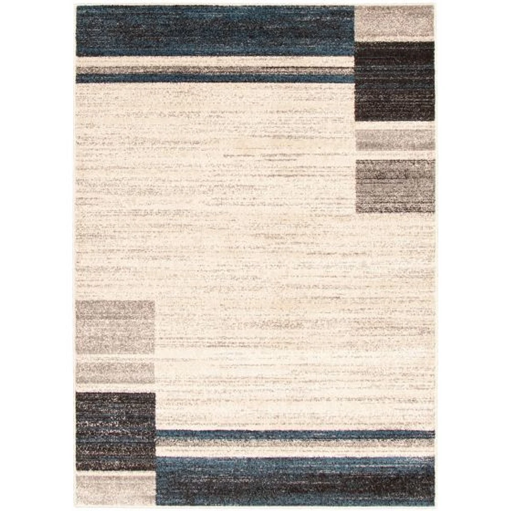 Tapis Modern Gabbeh ivoire/bleu