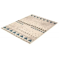 Tapis Modern Afghan ivoire/bleu