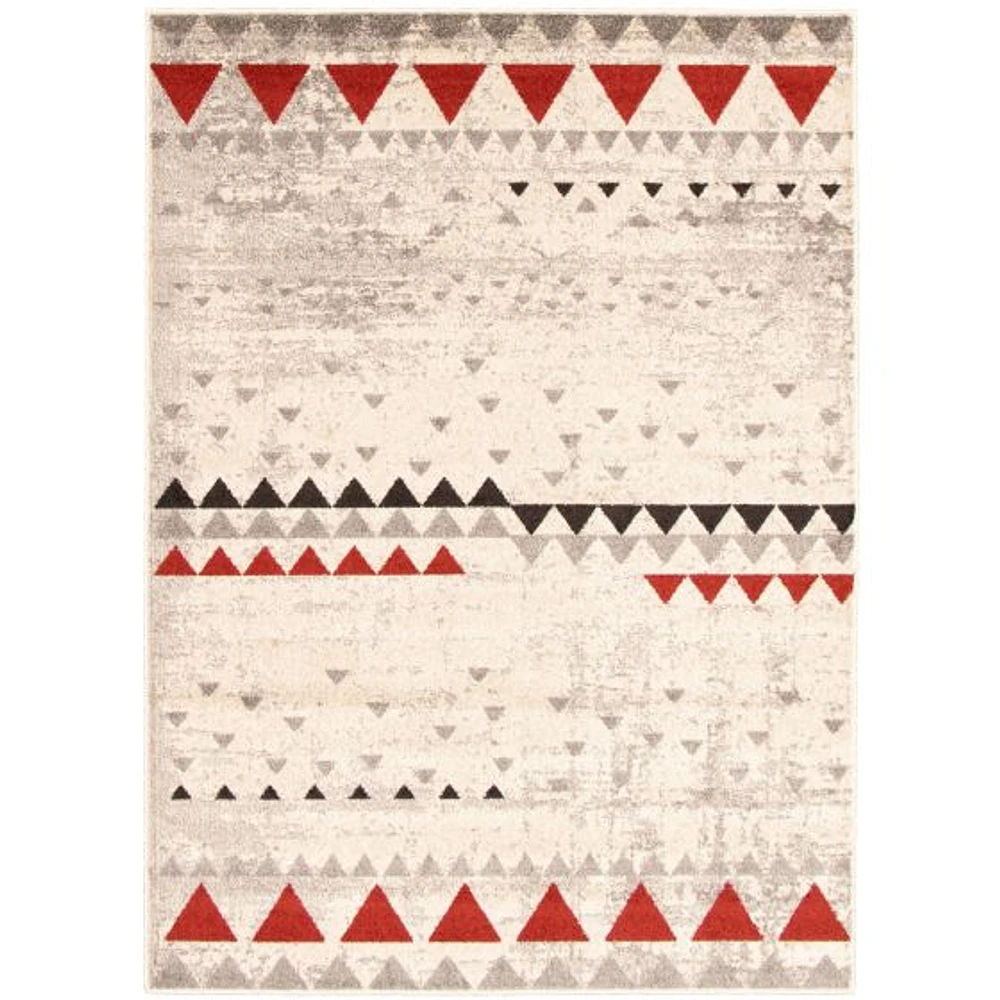 Modern Afghan Ivory/Red Rug