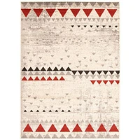 Modern Afghan Ivory/Red Rug