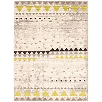 Modern Afghan Ivory/Green Rug