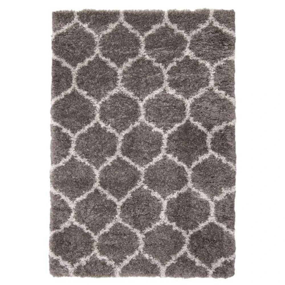 Tapis à poils longs Trellis gris foncé