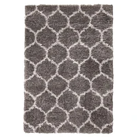 Tapis à poils longs Trellis gris foncé