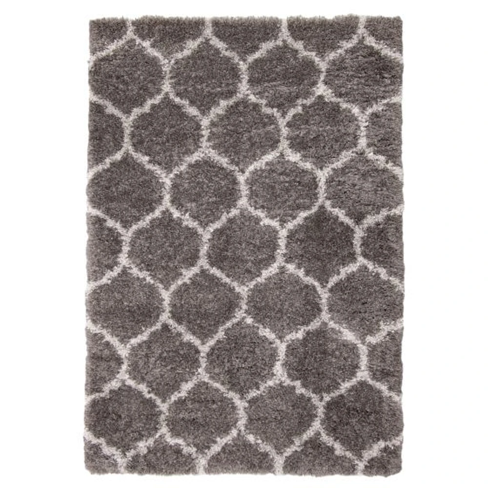 Tapis à poils longs Trellis gris foncé