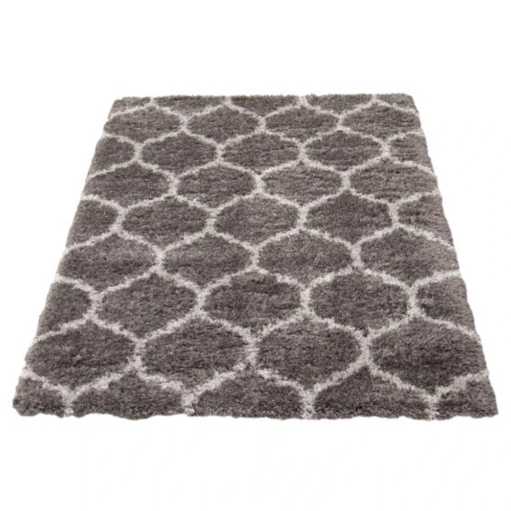 Tapis à poils longs Trellis gris foncé