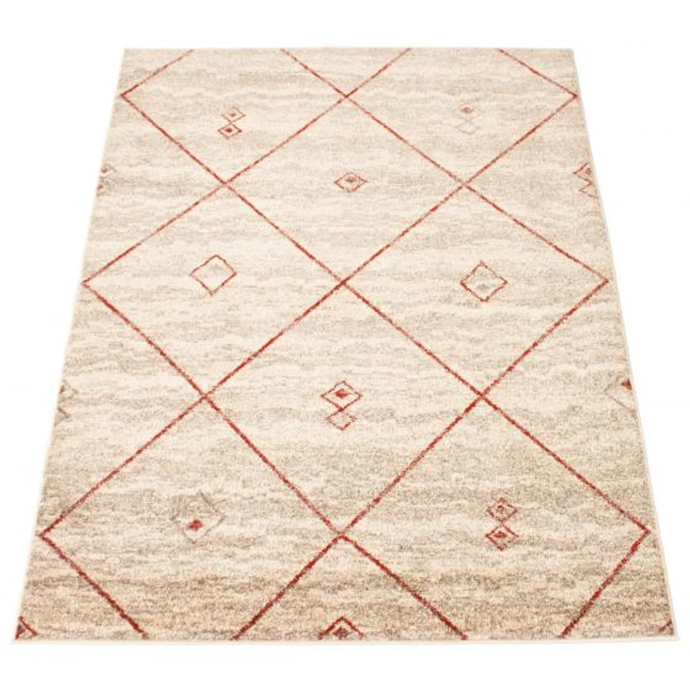 Tapis Caby ivoire/rouge