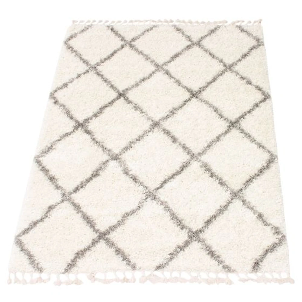 Tapis à poils longs Selene Diamond crème