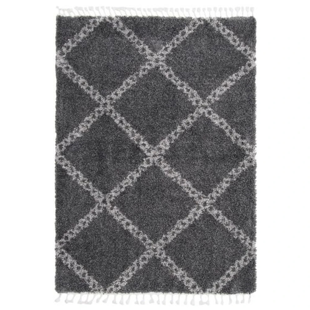 Tapis à poils longs Selene Stark gris foncé