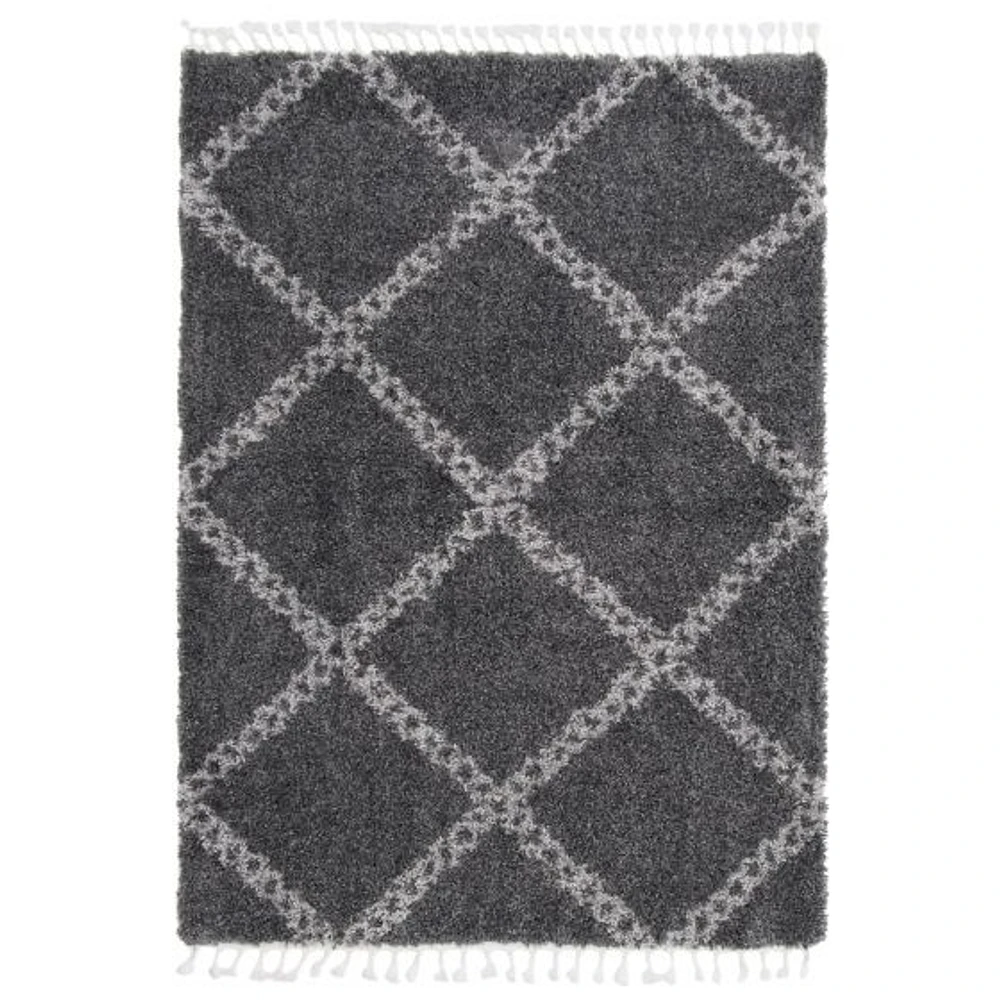 Tapis à poils longs Selene Stark gris foncé