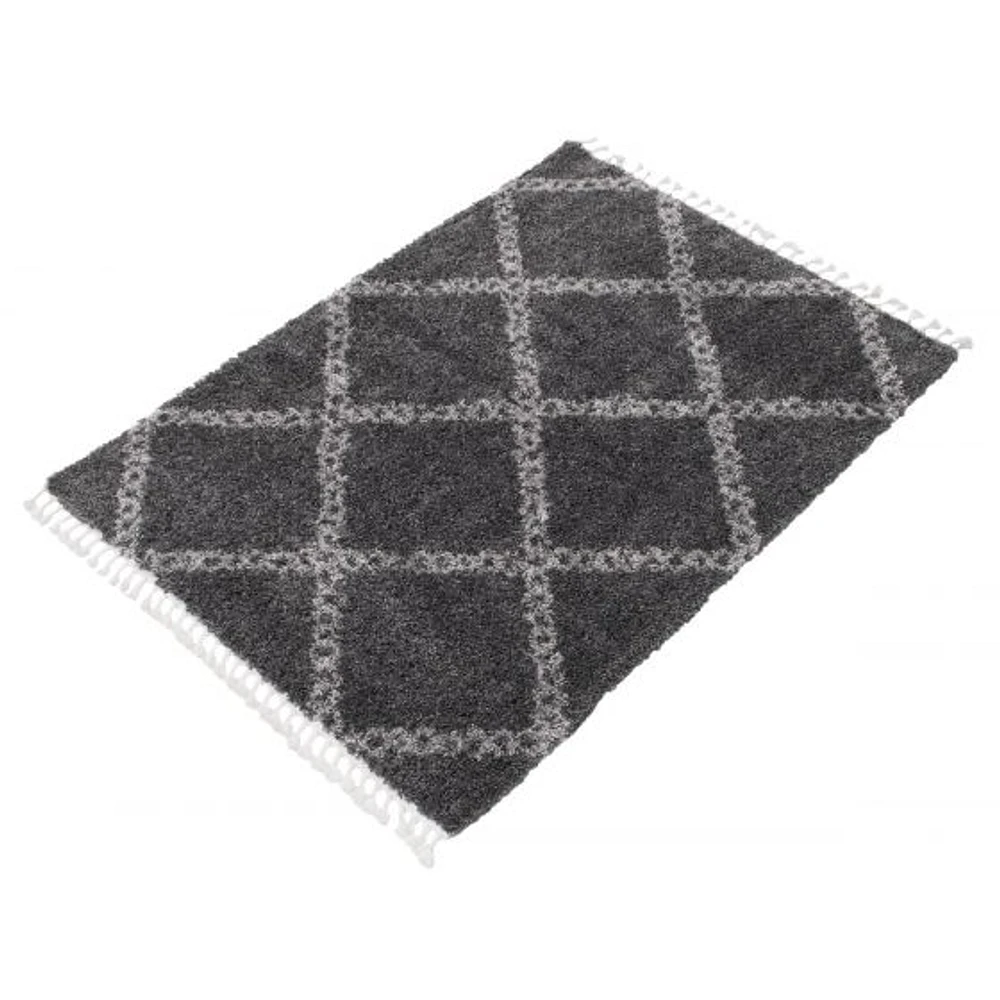 Tapis à poils longs Selene Stark gris foncé