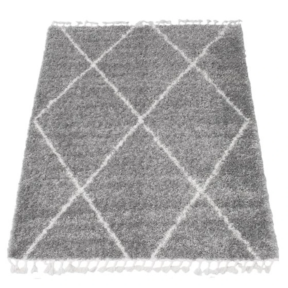 Tapis à poils longs Selene Losange gris clair