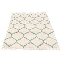 Tapis à poils longs Selene Trellis crème