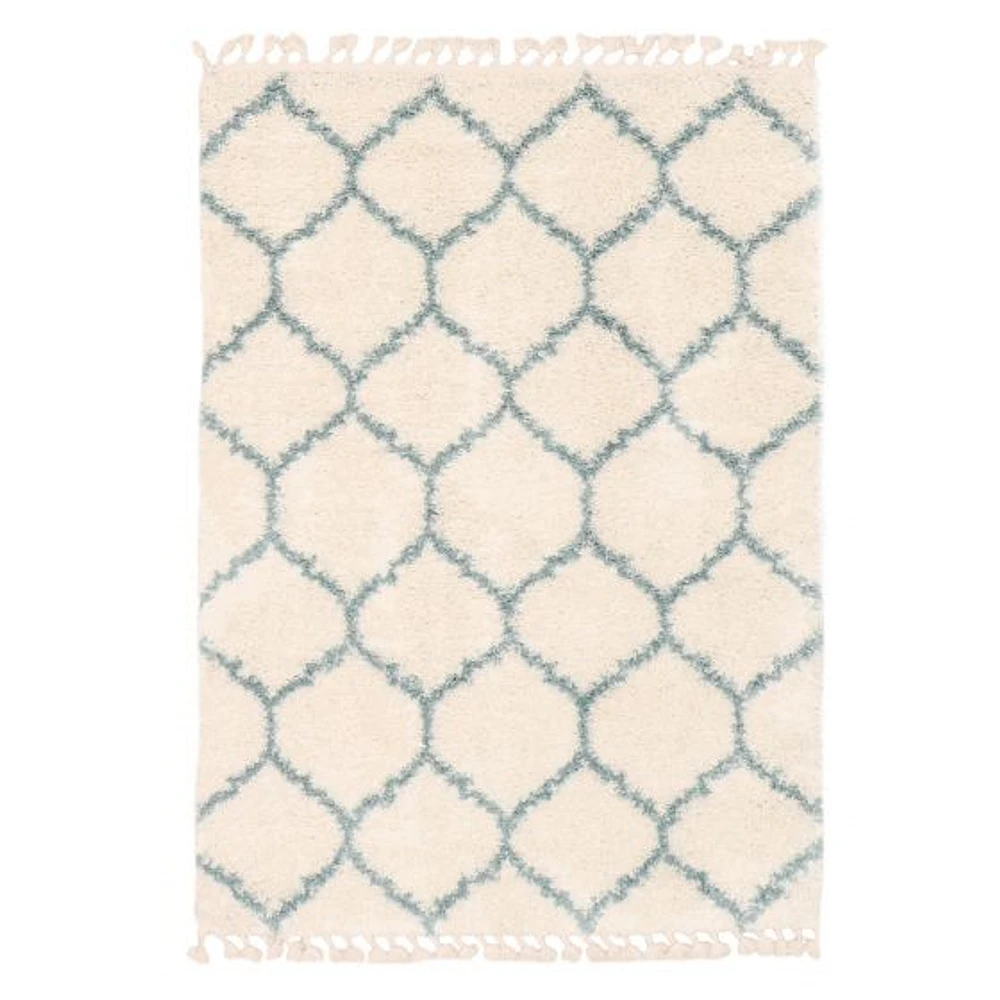 Tapis à poils longs Selene Trellis crème