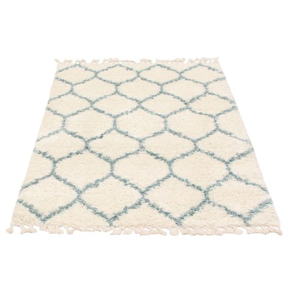 Tapis à poils longs Selene Trellis crème