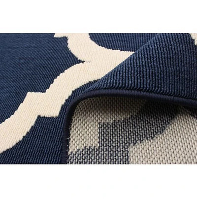 Corfu Indoor/Outdoor Ivory, Navy Rug