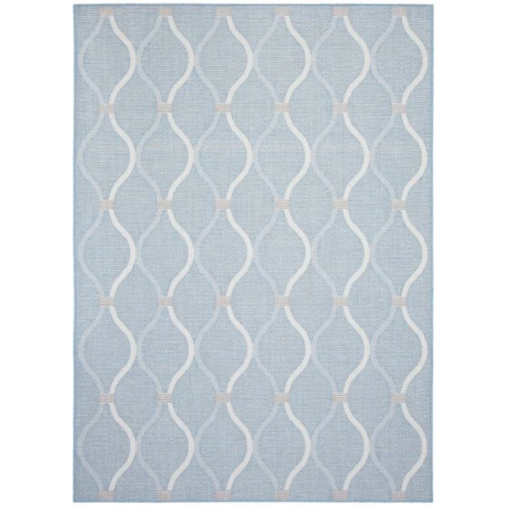 Gardenia Abstract Indoor/ Outdoor Light Blue Rug