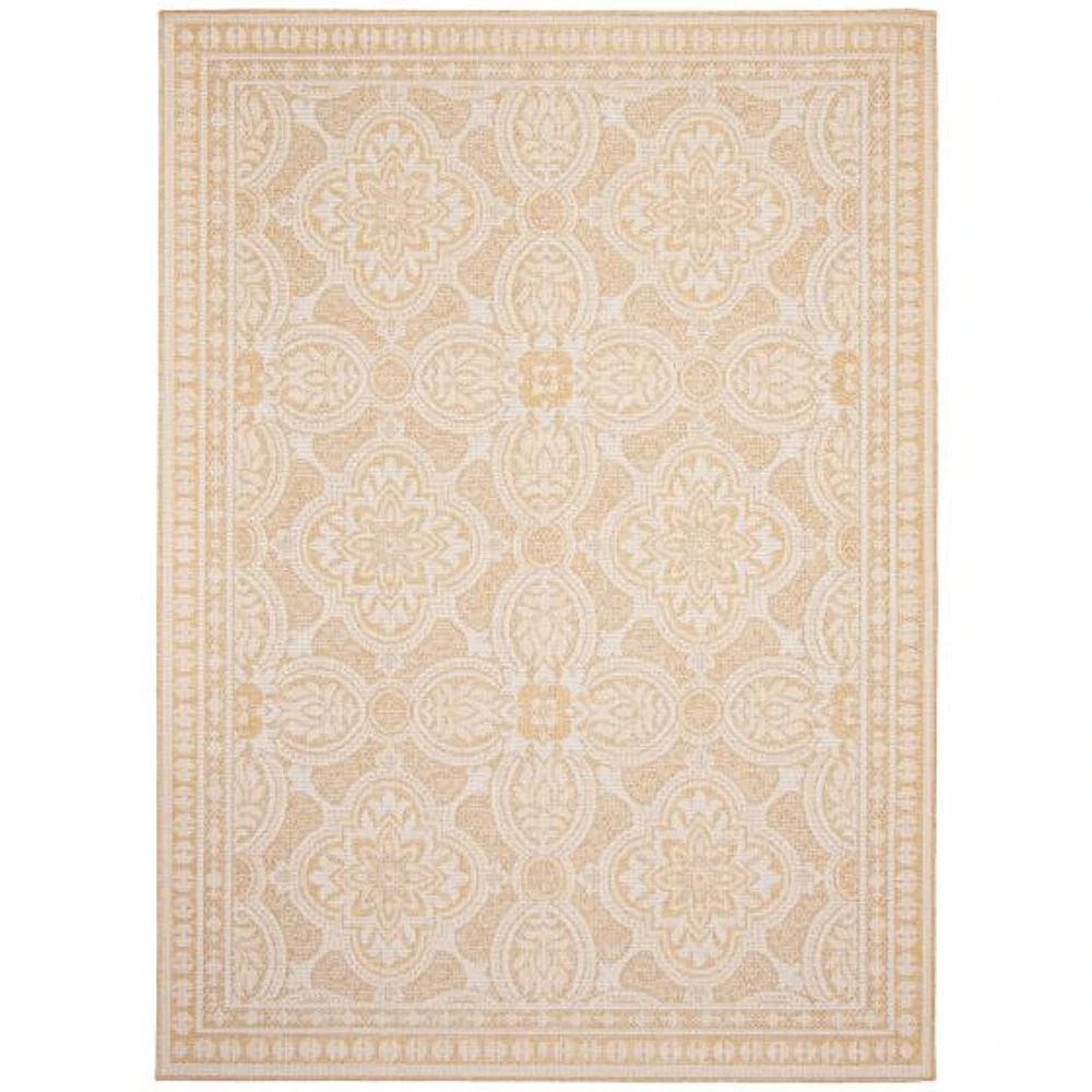 Gardenia Traditional Indoor/ Outdoor Gold Rug