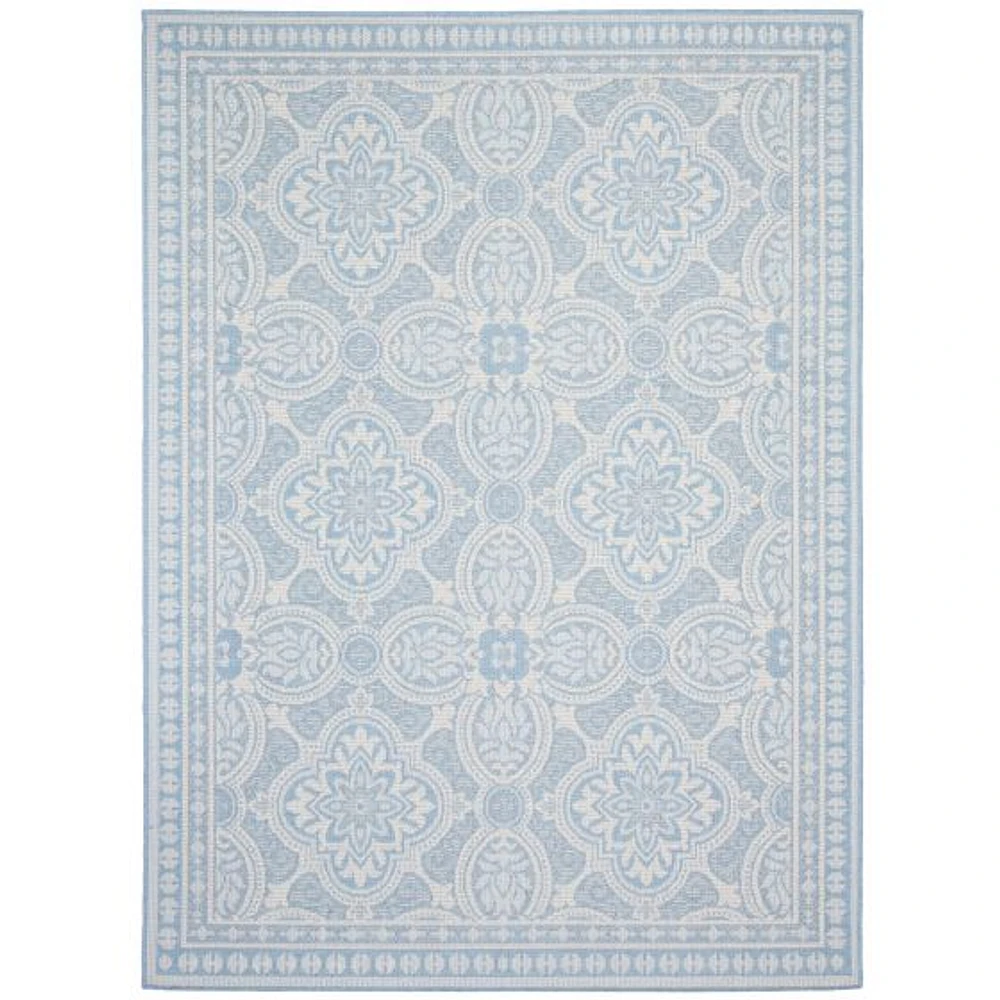 Gardenia Traditional Indoor/ Outdoor Light Blue Rug