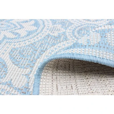 Gardenia Traditional Indoor/ Outdoor Light Blue Rug