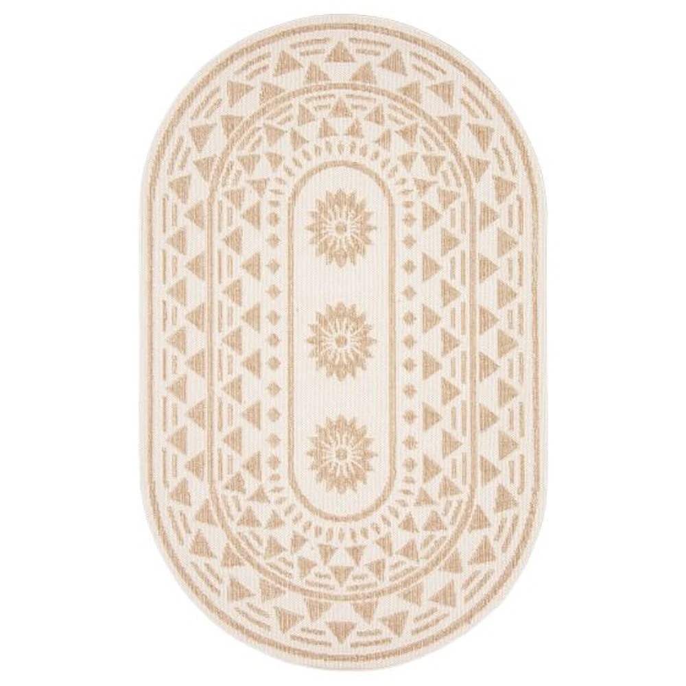 Finley Contemporary Oval Taupe Area Rug