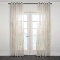 Embroidered Sheer Grommet Curtain