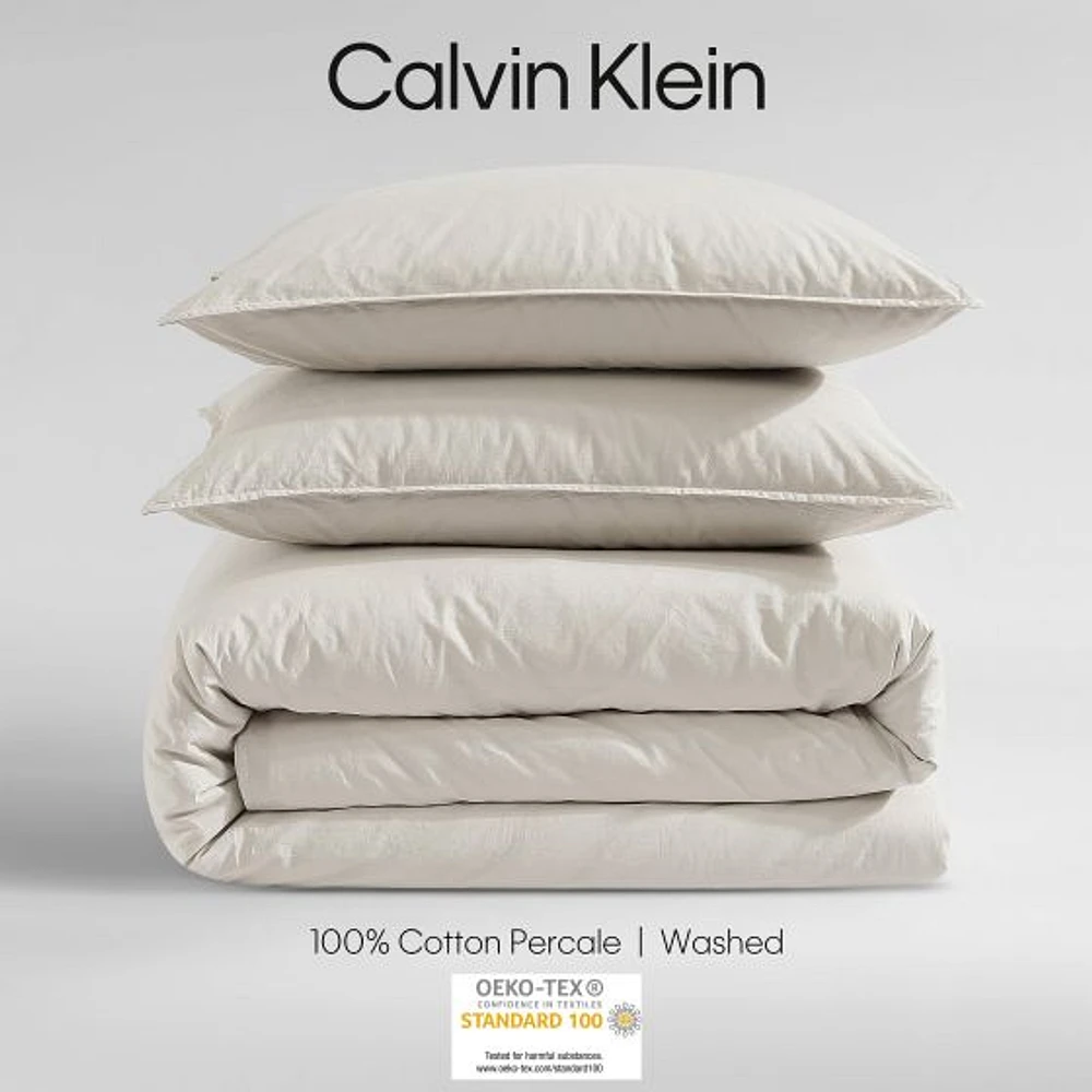 Ensemble de Housse couette solide en percale lavée par Calvin Klein