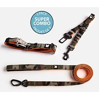 Dog's Collar, Leash and Car Seat Buckle Combo by SilverPaw - Camo