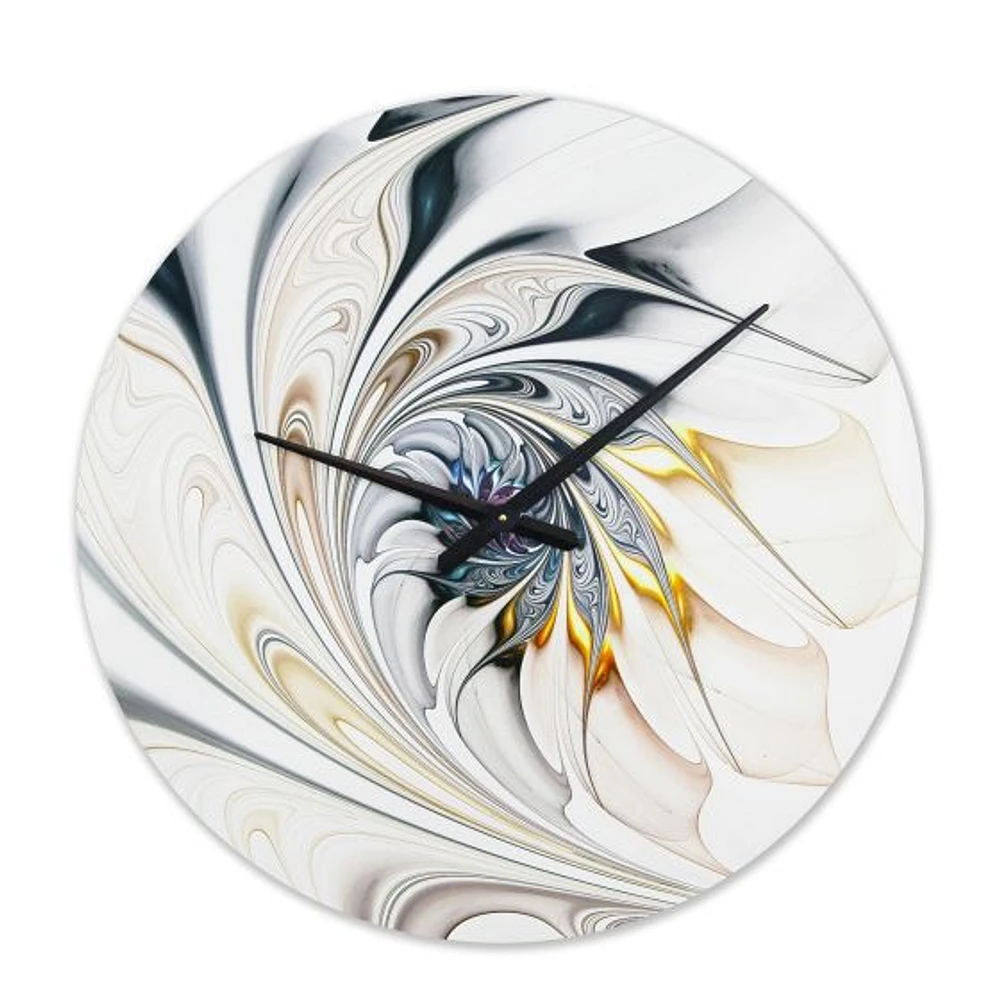 White Stained Glass Floral Art Oversized Wall Clock