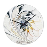 White Stained Glass Floral Art Oversized Wall Clock