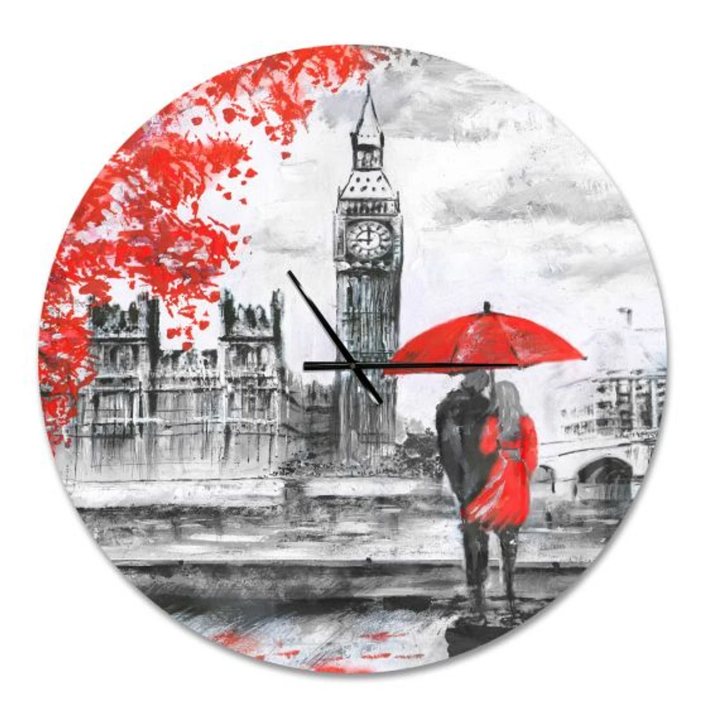 Couples Walking Paris Metal Wall Clock