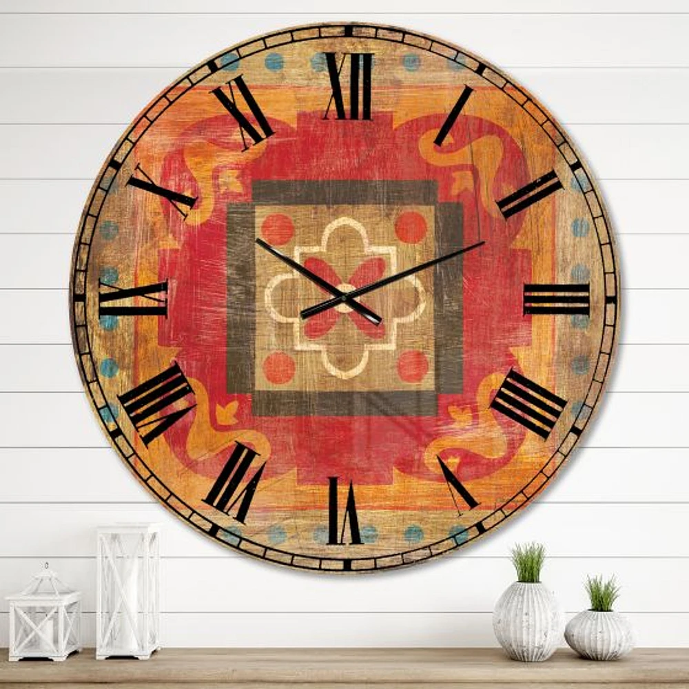 Moroccan Orange Tiles Collage Wall Clock