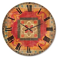 Moroccan Orange Tiles Collage Wall Clock