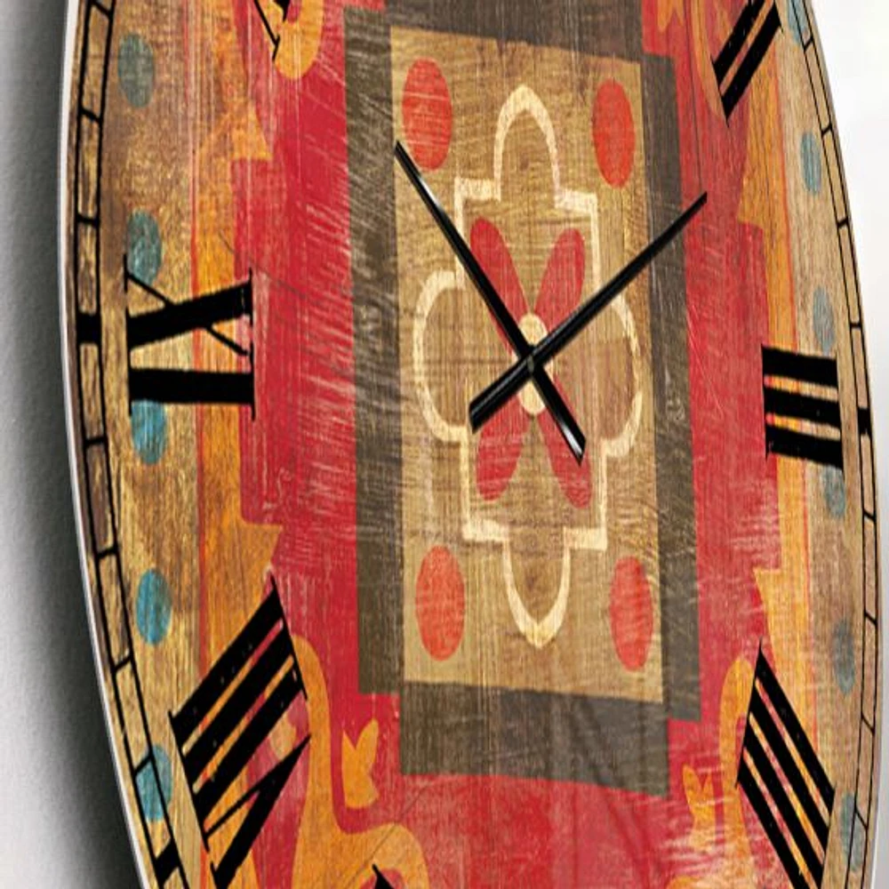 Moroccan Orange Tiles Collage Wall Clock