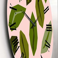 Abstract Floral Elements On Pink I Wall Clock