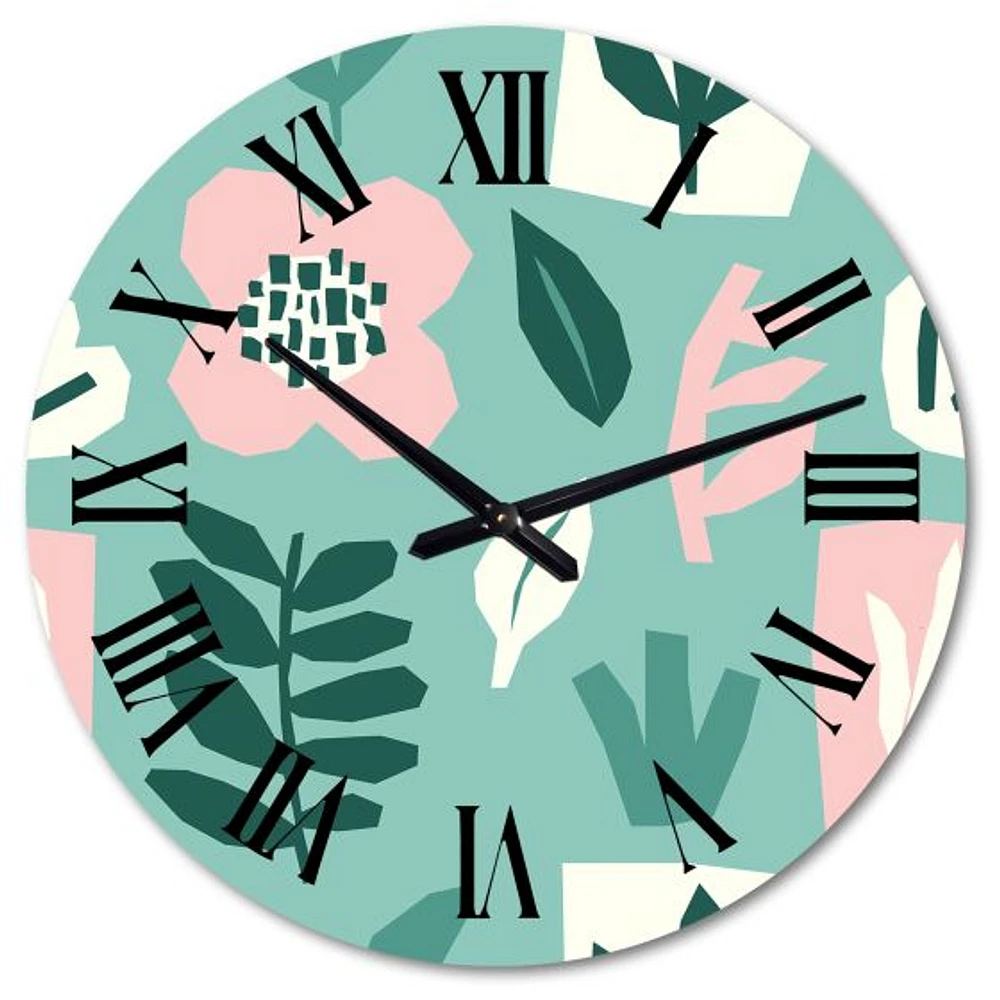 Bloom From Within Retro Flower Motivation I Oversized Wall Clock