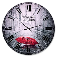 Eiffel View from Paris Street Wall Clock