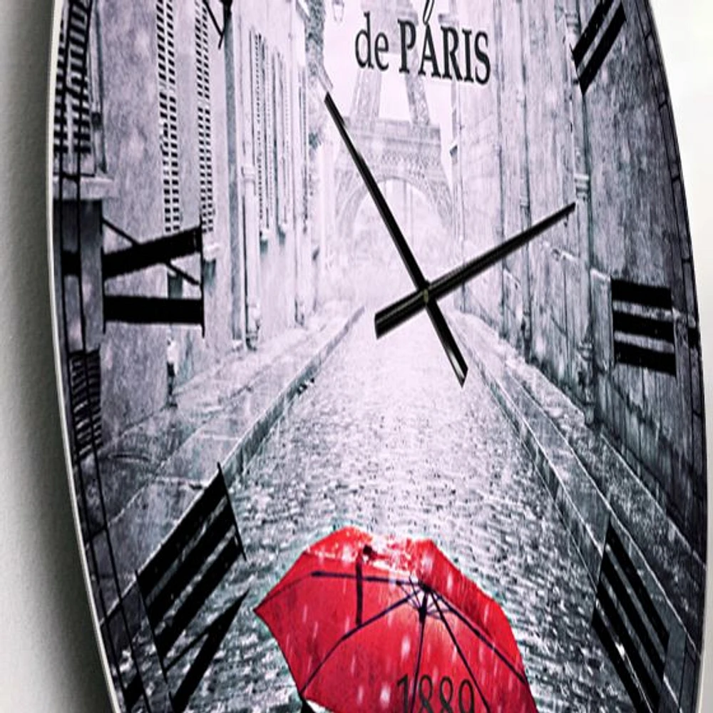 Eiffel View from Paris Street Wall Clock