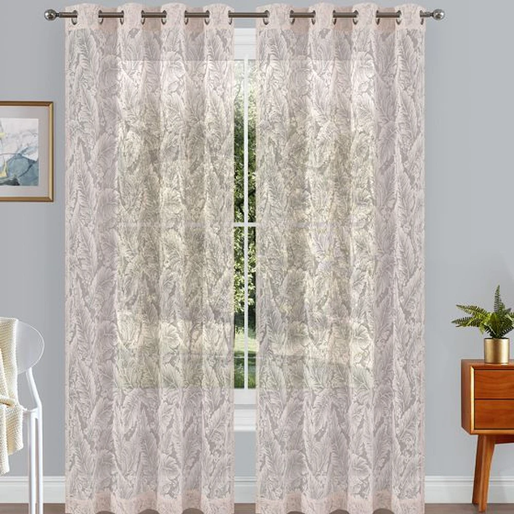 Dalilah Semi-Sheer Embroidered Grommet Curtain